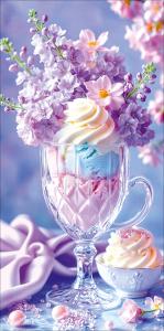 Конверт для денег без надписи (букетик в прозрачной мороженице с мороженым)