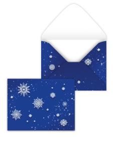 Конверт художественный малый «Снежинки на синем»