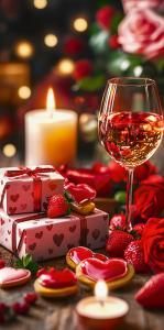 Конверт для денег без надписи (бокал, подарки, свечи)