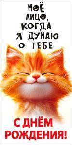 Конверт для денег «С днём рождения!» (рыжий кот)