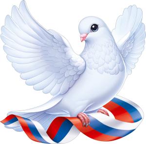 Украшение на скотче "Голубь левый с/с" (голубь, лента триколор)
