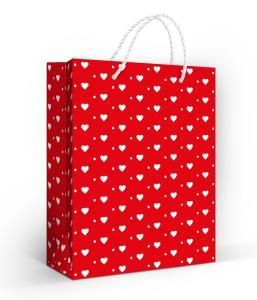 Пакет подарочный «Белые сердечки» (M) (белые сердечки)