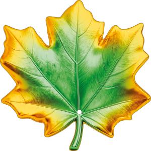 Украшение на скотче "Кленовый лист" (зелёный с жёлтой окантовкой)