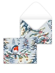 Конверт художественный малый «Зимняя птичка»