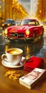 Конверт для денег без надписи (красная машина)