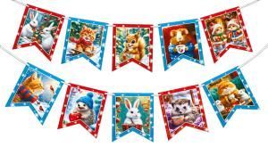 Гирлянда новогодняя флажки, персонажи