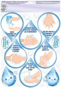 Оформительские наклейки «Моем руки правильно»