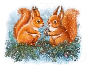 Плакат «Белки на ветке»