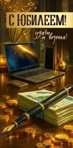 Конверт для денег «С Юбилеем! Удачи и везенья!»