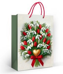 Пакет подарочный «Сердечный букет» (ML)