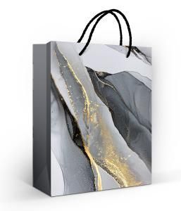 Пакет подарочный (M) "Графитовый мрамор"