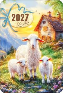 Календарь карманный на 2027 год (овечка с ягнятами у домика)