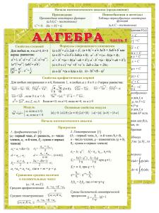 Шпаргалка «Алгебра  часть1»