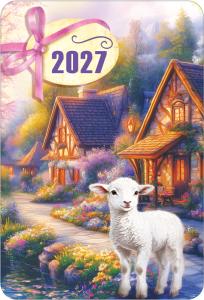 Календарь карманный на 2027 год (ягнёнок на дорожке у домиков)