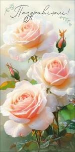 Конверт для денег "Поздравляем!" (светло-розовые розы)