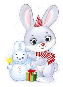 Плакат «Заяц со снеговиком»