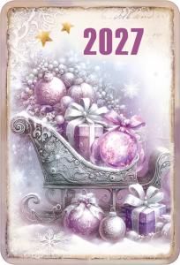 Календарь карманный на 2027 год (Лиловая серия. Сани с подарками)