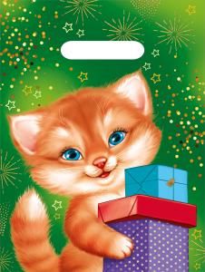 Полиэтиленовый пакет «Котик с подарками»