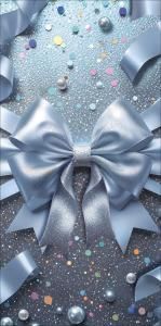 Конверт для денег без надписи (бант на фоне с конфетти и бусинами)