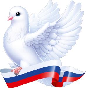 Украшение на скотче "Голубь правый с/с" (голубь, лента триколор)