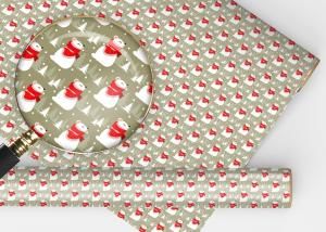 Упаковочная бумага белый мишка, снег и елки, 1 лист