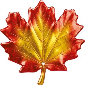 Украшение на скотче "Кленовый лист" (жёлтый с красной окантовкой)