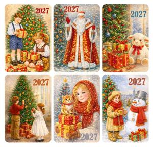 Микс календарей карманных 2027 «Ретро нежные»