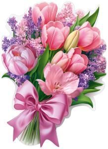 Украшение на скотче «Букет из тюльпанов и сирени»