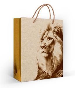 Пакет подарочный (M) «Лев на крафте»