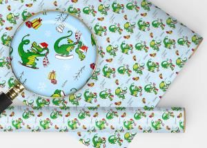 Упаковочная бумага дракоша на сноуборде, 1 лист