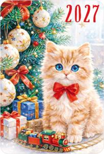 Календарь карманный 2027 «Ретро сюжетные» (котенок с красным бантом)