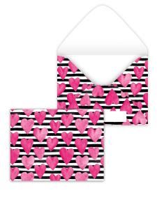 Конверт художественный малый «Сердца и полоски»