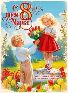Плакат «С днем 8 Марта!»