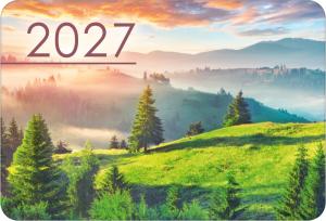 Календарь карманный на 2027 год (зелёные холмы с елями)