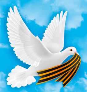 Наклейка без надписи (Голубь с георгиевской лентой)