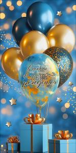 Конверт для денег "В особый День рождения" (воздушные шары, подарки)