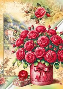 Открытка без надписи (красные розы в коробке)