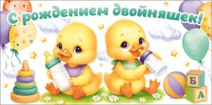 Конверт для денег "С рождением двойняшек!"
