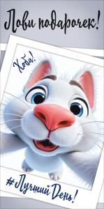 Конверт для денег «Лови подарочек!» (котик)