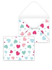 Конверт художественный малый «Сердца на белом»