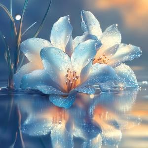 Бирка для подарка без надписи (синие цветы)