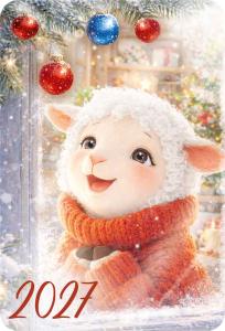 Календарь карманный 2027 «Овечки новогодние» (овечка в окне)