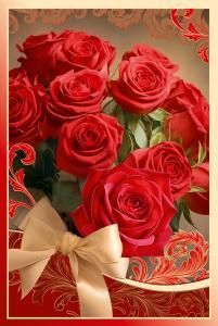 Открытка без надписи (розы с бантом)