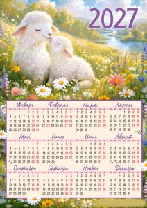 Календарь листовой 2027 (овечки на лугу) 
