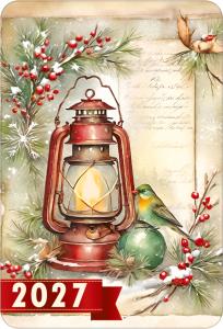 Календарь карманный на 2027 год (новогодний фонарь и птичка)