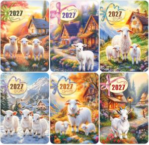 Микс календарей карманных на 2027 год "Козочки и ягнята в деревне"