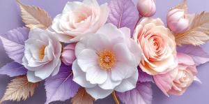 Конверт для денег без надписи (цветы на сером фоне)