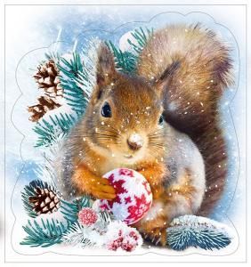 Наклейка двусторонняя «Новогодняя белочка»