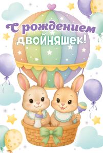 Открытка «С рождением двойняшек!»