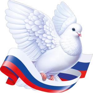 Украшение на скотче "Голубь центральный левый с/с" (голубь, лента триколор)